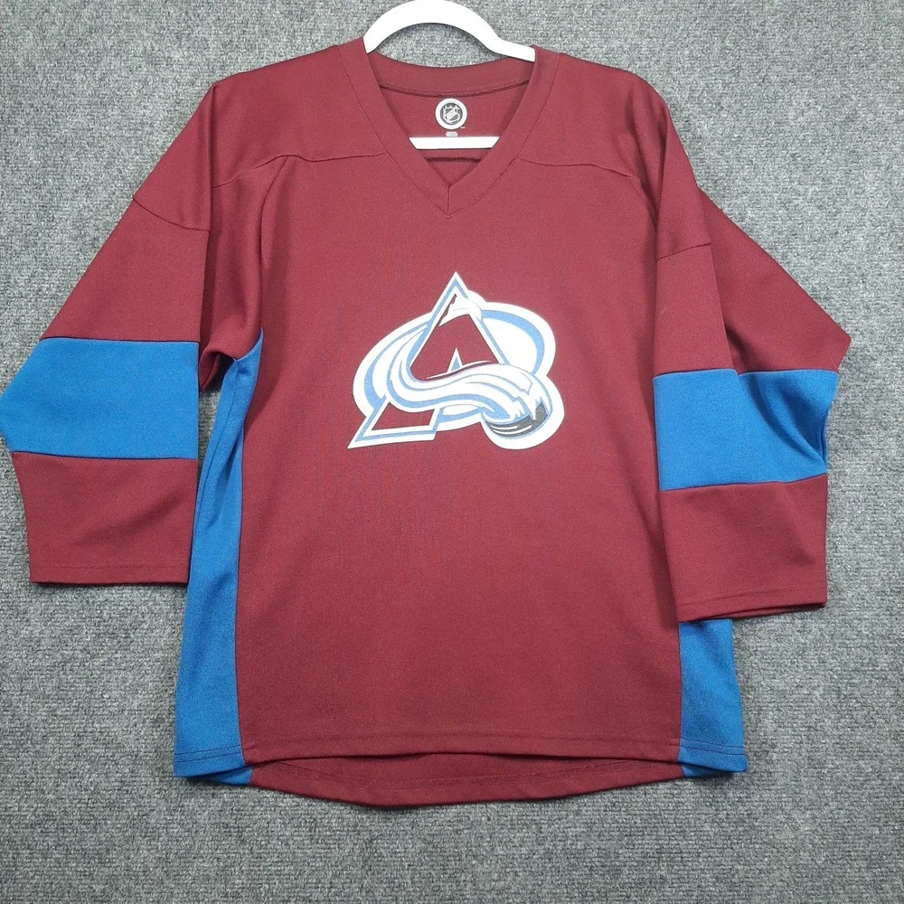 NHL Colorado Avalanche Practice Jersey Youth XL 14/16 Burgundy Blue Blank 58AFG